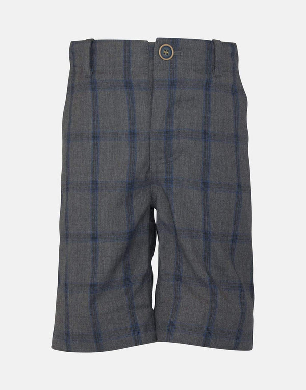 boys cotton shorts grey checked check pocket smart dapper vintage unique turn up toddler