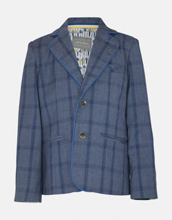 boys blazer jacket blue gentleman print checked check pocket smart vintage dapper unique