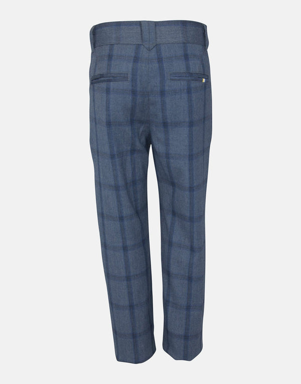 boys trousers blue checked check pockets smart vintage traditional suit