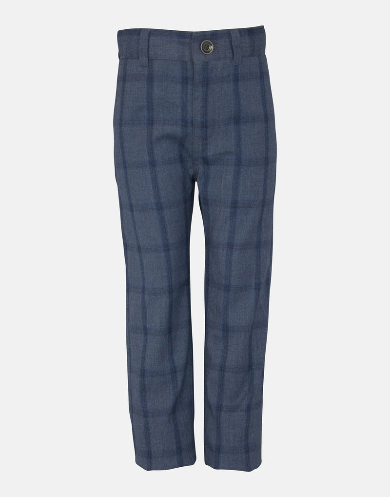 boys trousers blue checked check pockets smart vintage traditional suit 