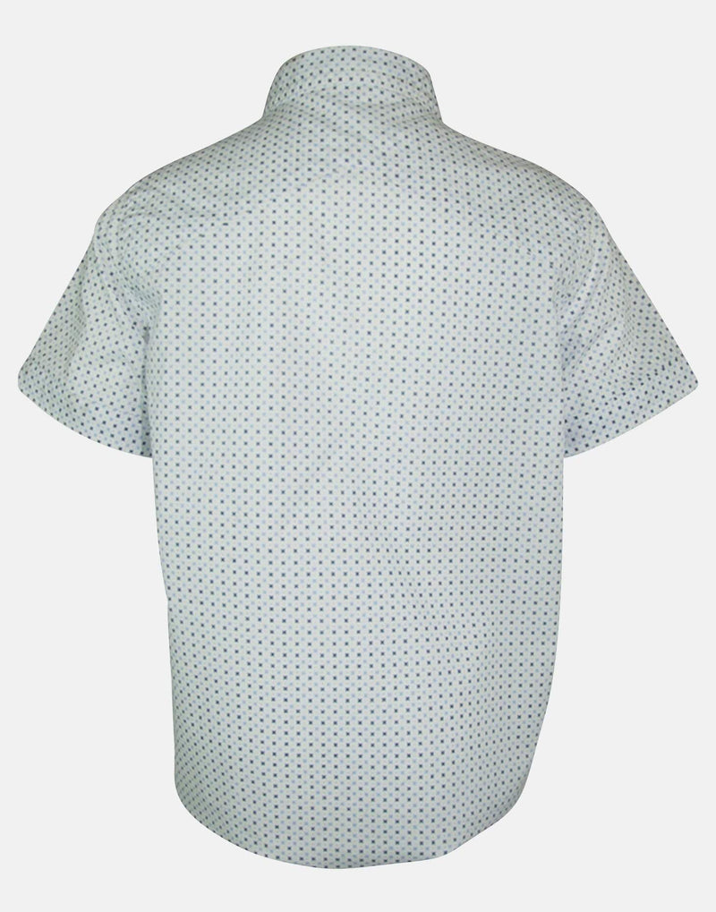 boys cotton shirt white textured spot spotted spotty grandad collar button down short sleeve pocket smart dapper vintage unique