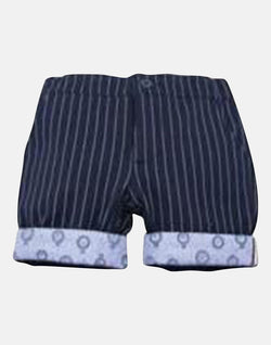 boys cotton shorts navy blue striped clock pocketwatch pocket watch pocket smart vintage unique turn up dapper toddler