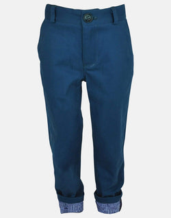 boys toddler trousers teal twill pockets smart london print turn ups unique vintage traditional 