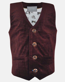 boys waistcoat maroon burgundy white bikes bike print suit three piece pocket smart vintage unique dapper