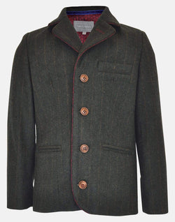 boys blazer jacket green olive maroon burgundy checked check pocket smart vintage dapper unique tweed